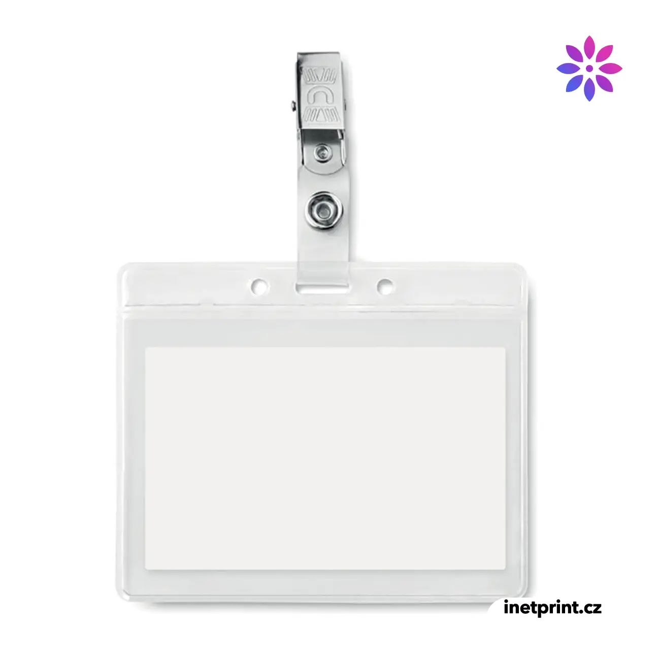 Plastové pouzdro na ID kartu SPACIOUS s kovovým klipem - transparentní