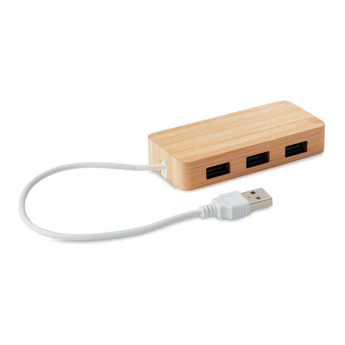 Bambusový USB hub HAAF se 3 porty - dřevěná