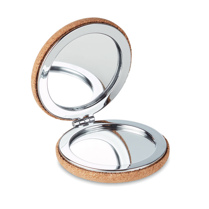 Round mirror CHIDE in cork case - beige