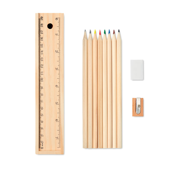 Wooden pencil case TOSHIA with crayons - wooden