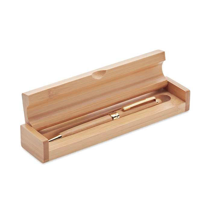 Dřevěné kuličkové pero BLINIS v krabičce z bambusu - dřevěná