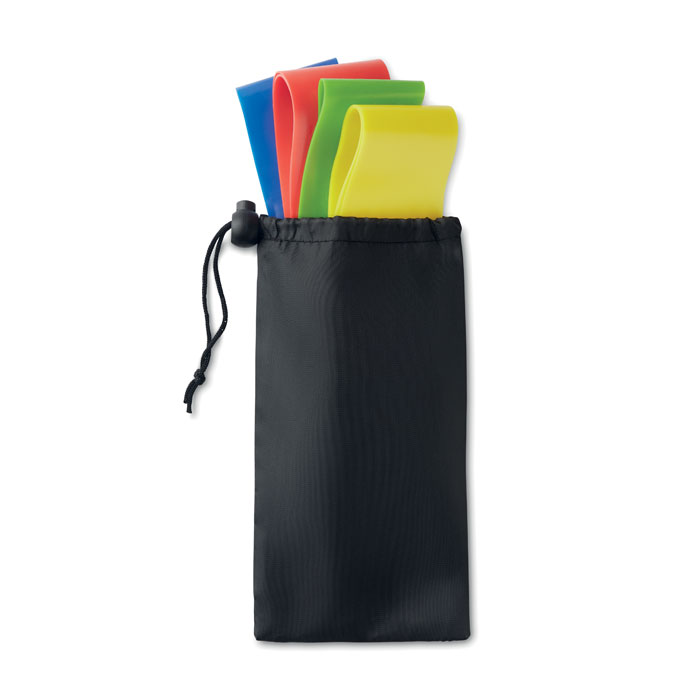 Fitness rubber set BOUIN in practical bag - black