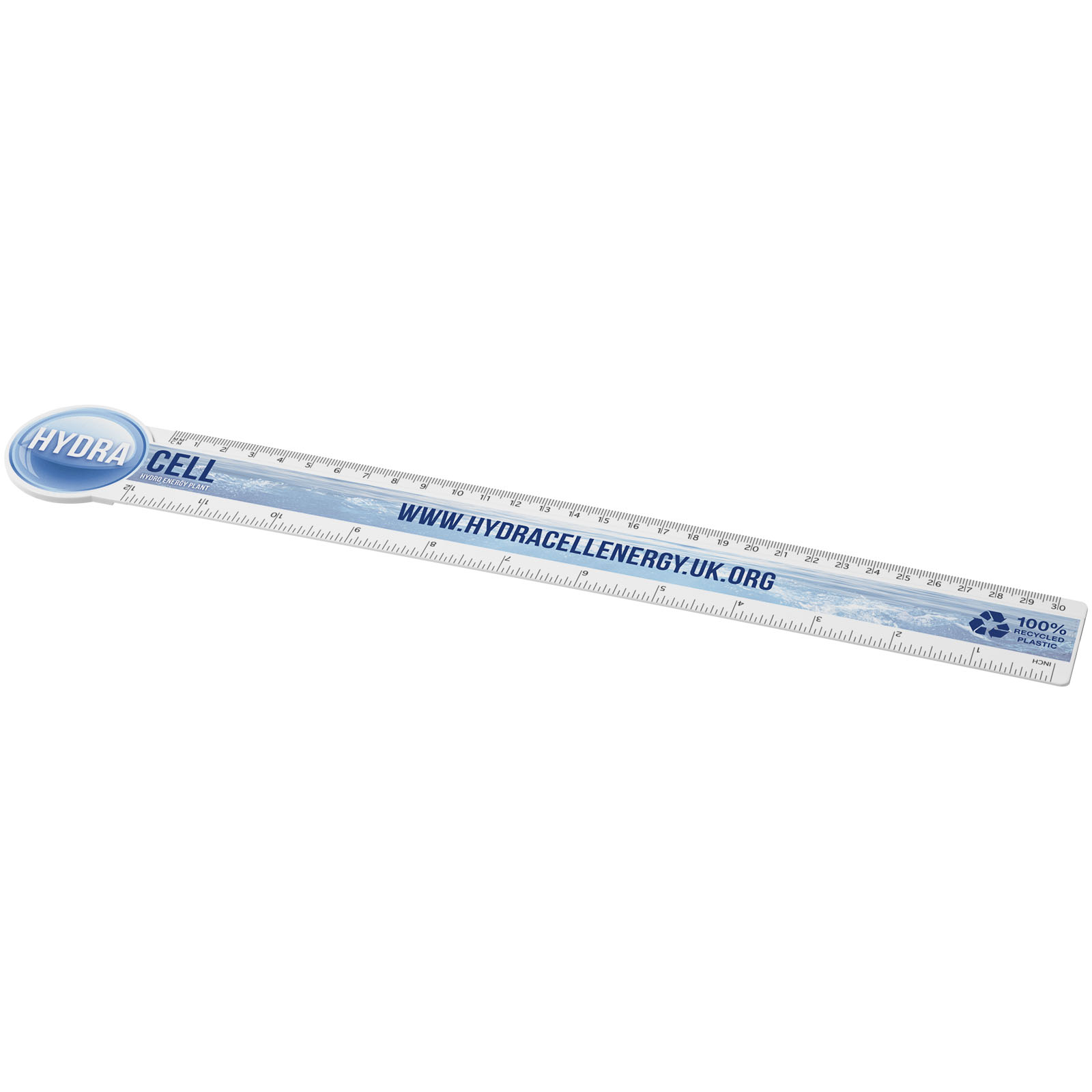 Ruler ARKO made of recycled plastic in the shape of a circle, 30 cm - white