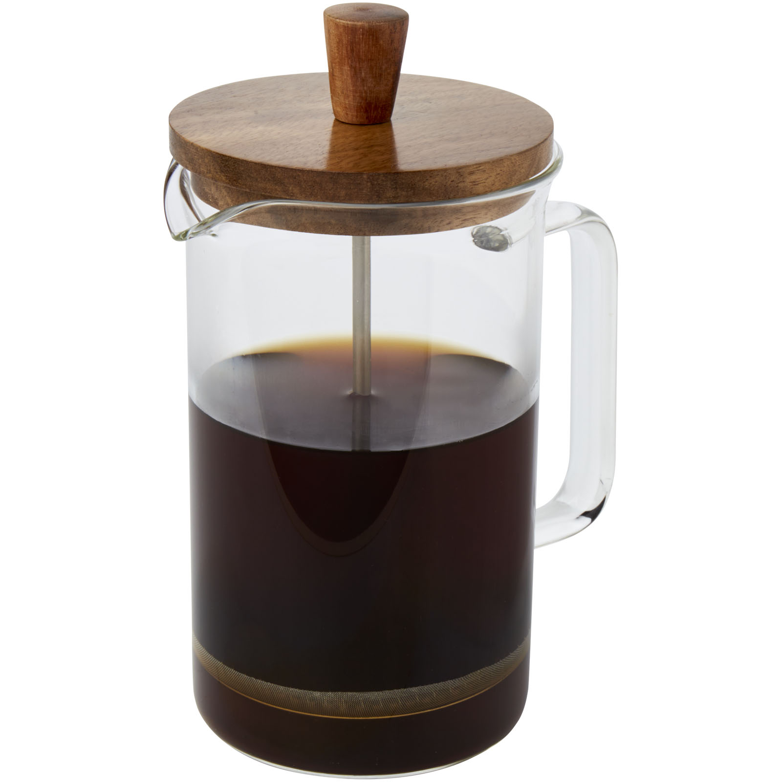 Skleněný kávovar IVORIE s dřevěným víčkem, 600 ml - transparent / wood