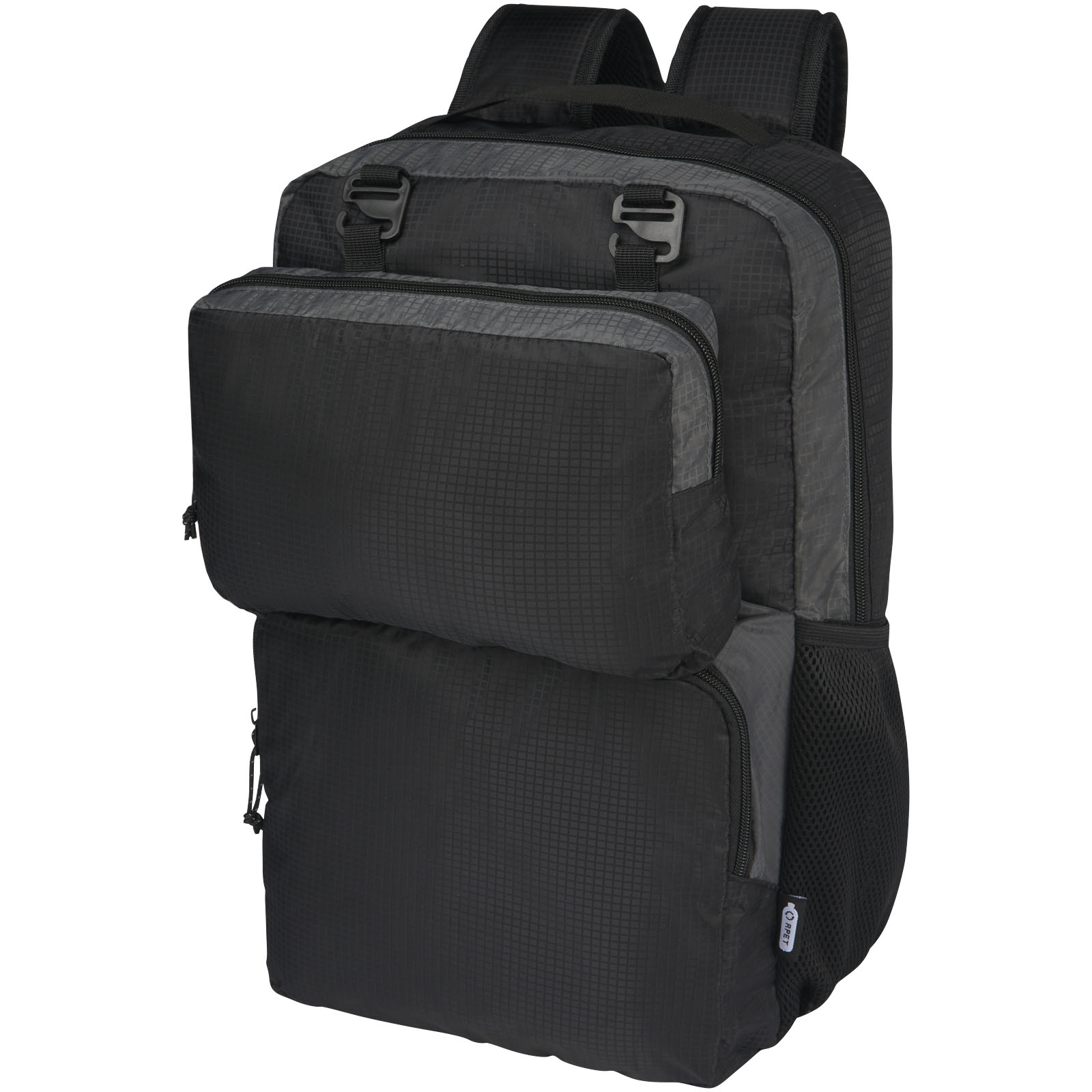 Laptop backpack SHOOK made of recycled material, 14 l - solid black / gun metal