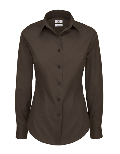 Dámská košile s dlouhým rukávem B&C Women´s Poplin Shirt Black Tie Long Sleeve