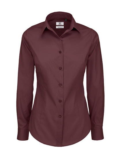 Dámská košile s dlouhým rukávem B&C Women´s Poplin Shirt Black Tie Long Sleeve