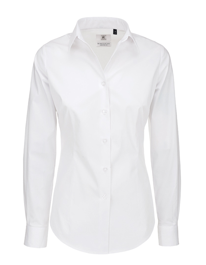 Dámská košile s dlouhým rukávem B&C Women´s Poplin Shirt Black Tie Long Sleeve