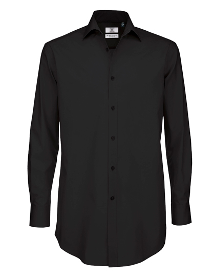 Pánská košile s dlouhým rukávem B&C Men´s Poplin Shirt Black Tie Long Sleeve
