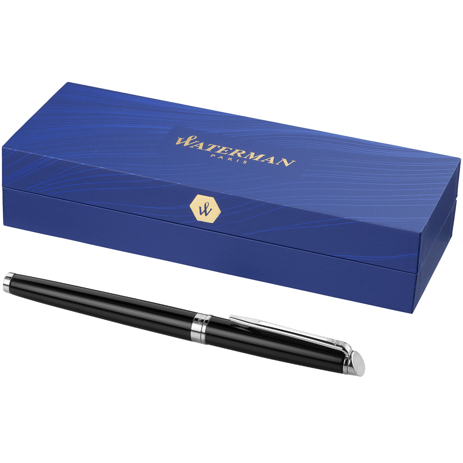 Elegant stainless steel ballpoint pen Waterman HÉMISPHERE ROLLERBALL in gift box - solid black