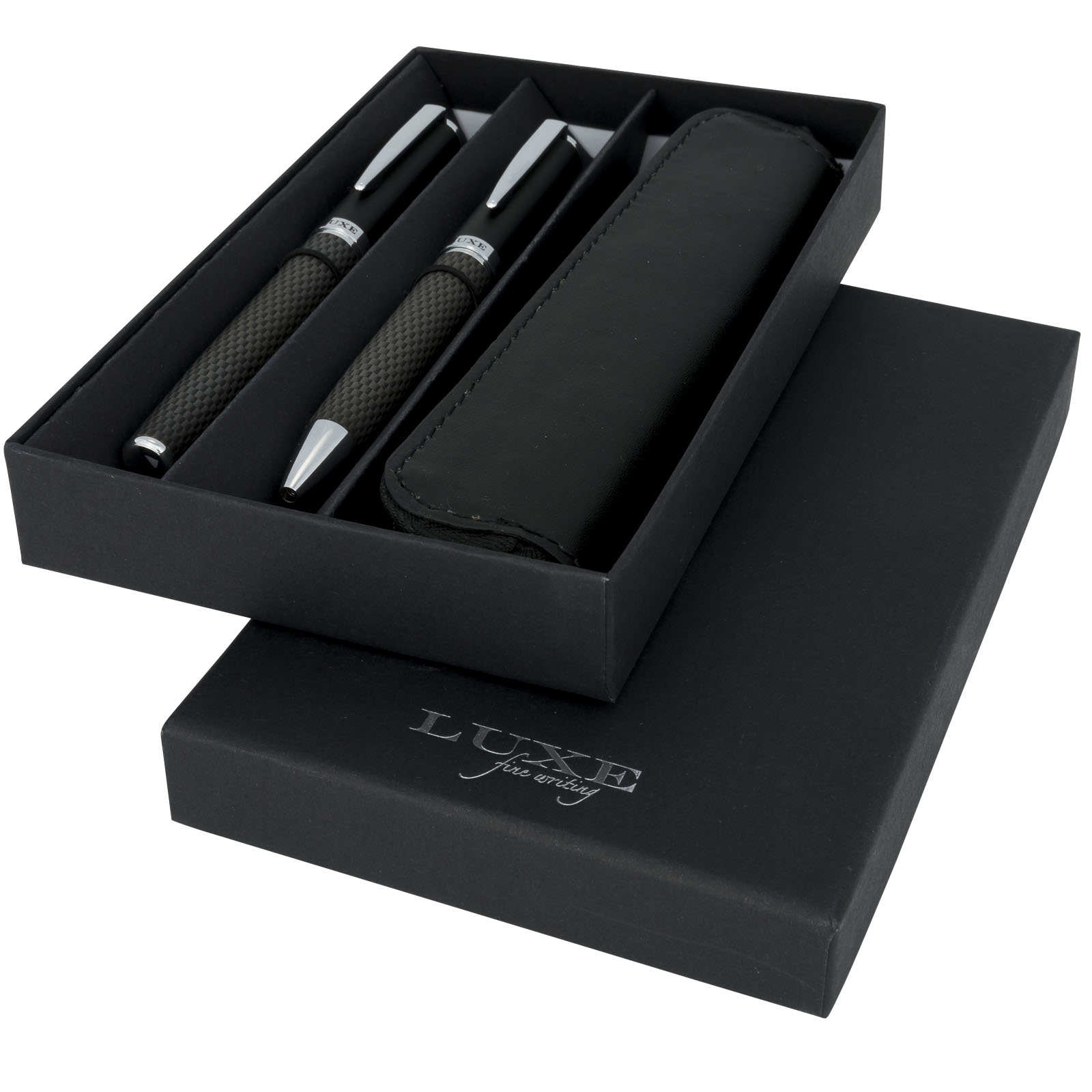 Sada karbonových psacích potřeb Luxe COUP s ochranným pouzdrem - solid black