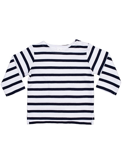 Kids Long Sleeve T-Shirt Babybugz Baby Breton Top White, Navy