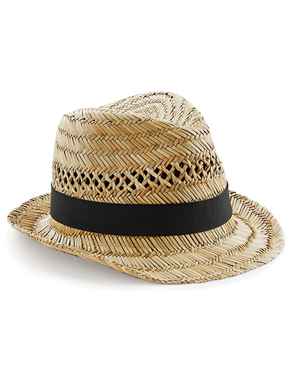 Slaměný klobouk Beechfield Straw Summer Trilby, Natural