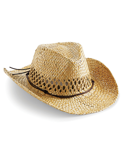 Beechfield Straw Cowboy Hat, Natural, One Size