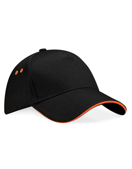 Čepice s kšiltem Beechfield Ultimate Sandwich Peak, Black - Orange, One Size Čepice s kšiltem Beechfield Ultimate Sandwich Peak, Black - Orange, One Size