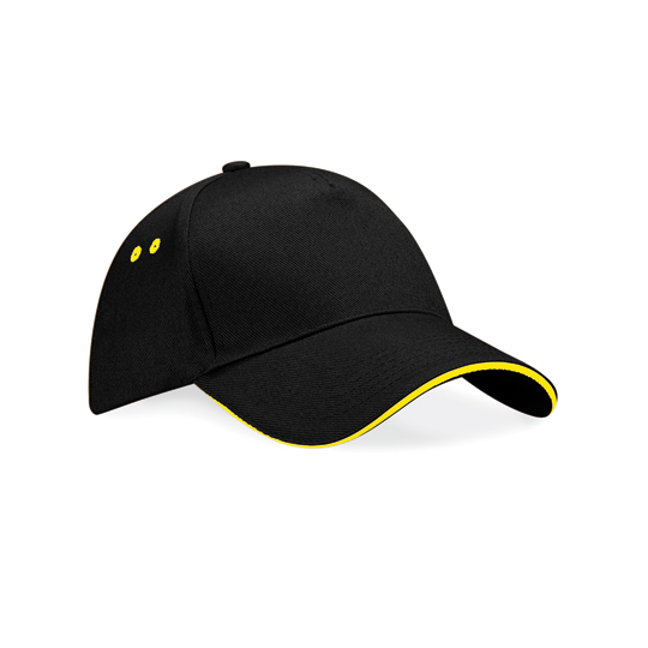 Čepice s kšiltem Beechfield Ultimate Sandwich Peak, Black - Yellow, One Size Čepice s kšiltem Beechfield Ultimate Sandwich Peak, Black - Yellow, One Size