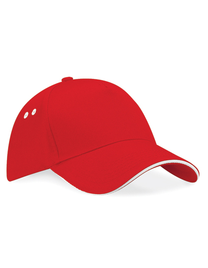 Čepice s kšiltem Beechfield Ultimate Sandwich Peak, Classic Red - White, One Size Čepice s kšiltem Beechfield Ultimate Sandwich Peak, Classic Red - White, One Size