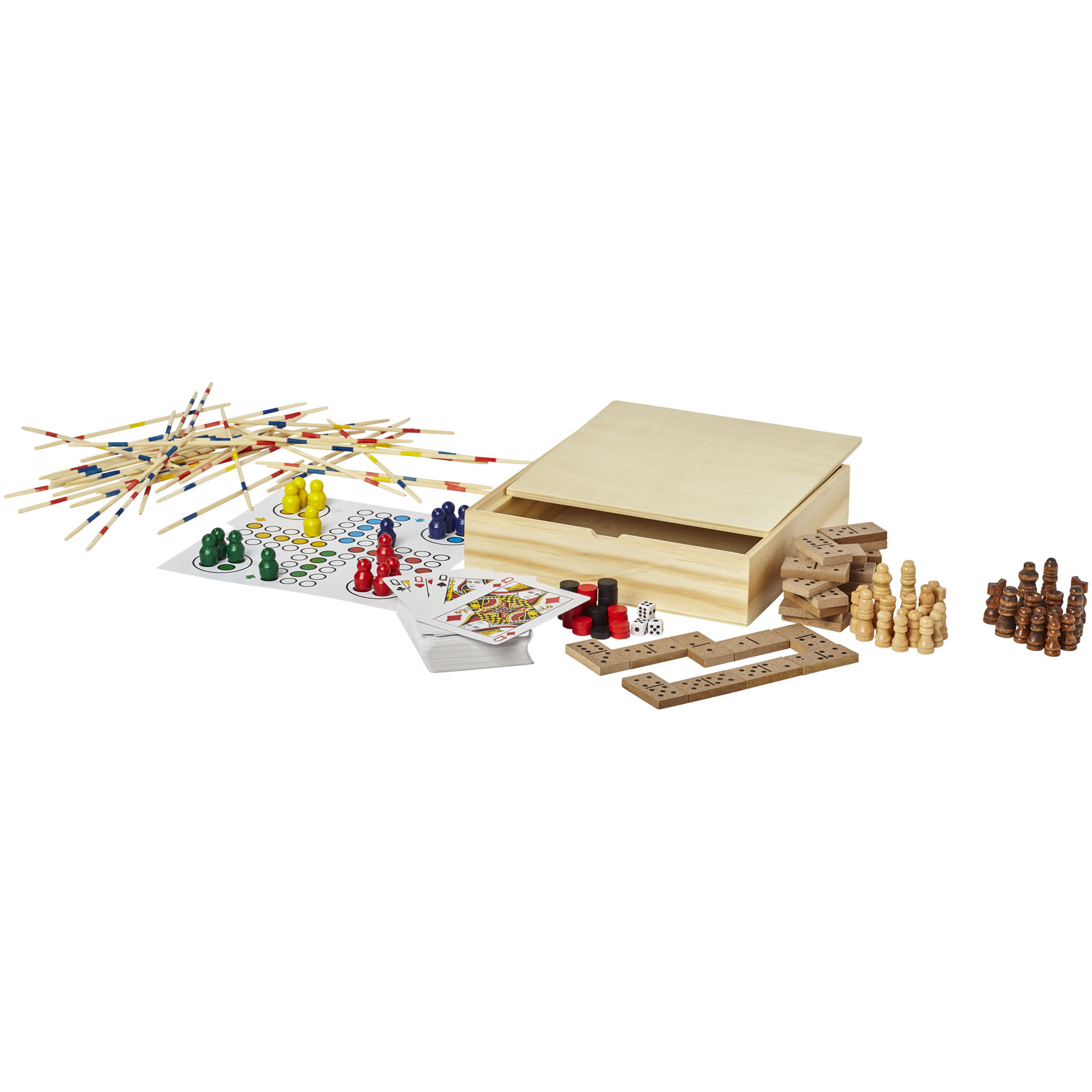 Wooden set of table games APISH in box, 8 games - natural