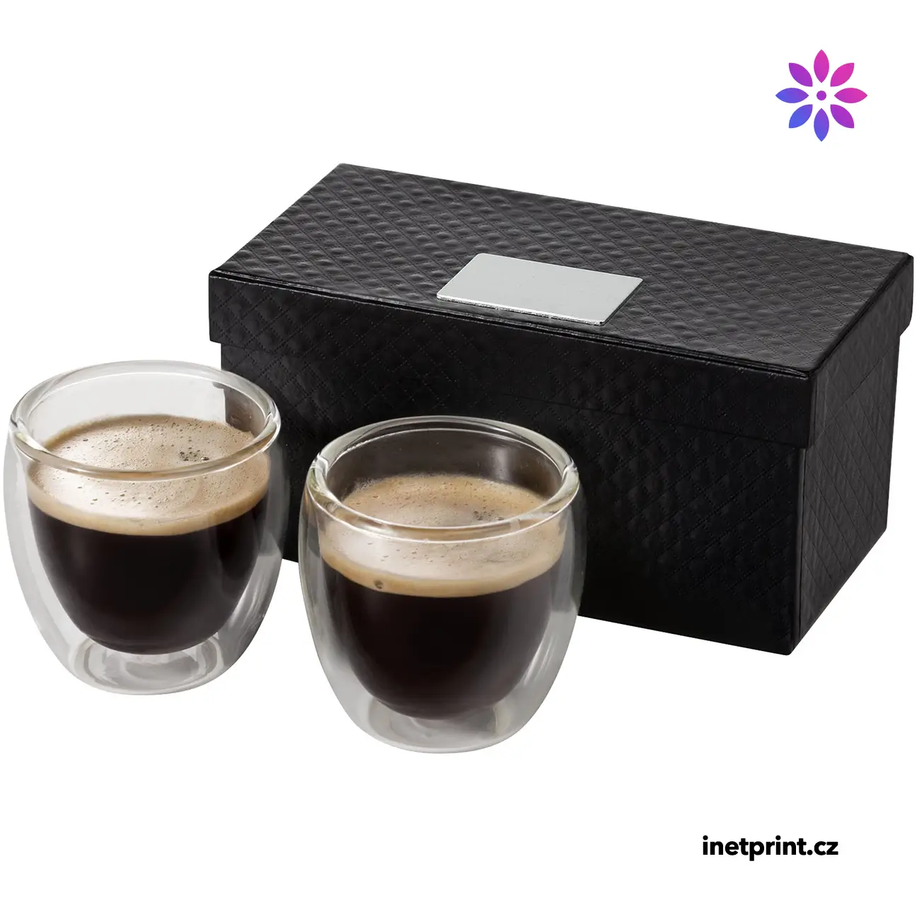 Dvoudílná sada hrnků na espresso GALANO v luxusní dárkové kazetě, 70 ml - transparent