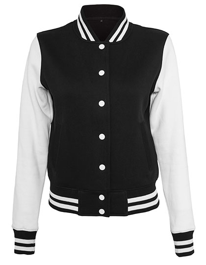 Classic Women's Sweatshirt Build Your Brand Ladies´ Sweat College Jacket Black, White