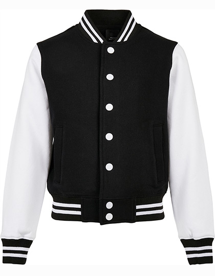 Klasická dětská mikina Build Your Brand Kids´ Organic Sweat College Jacket Black, White