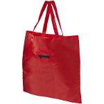 Polyesterová skládací nákupní taška PEKOE s kroužkem na klíče - červená