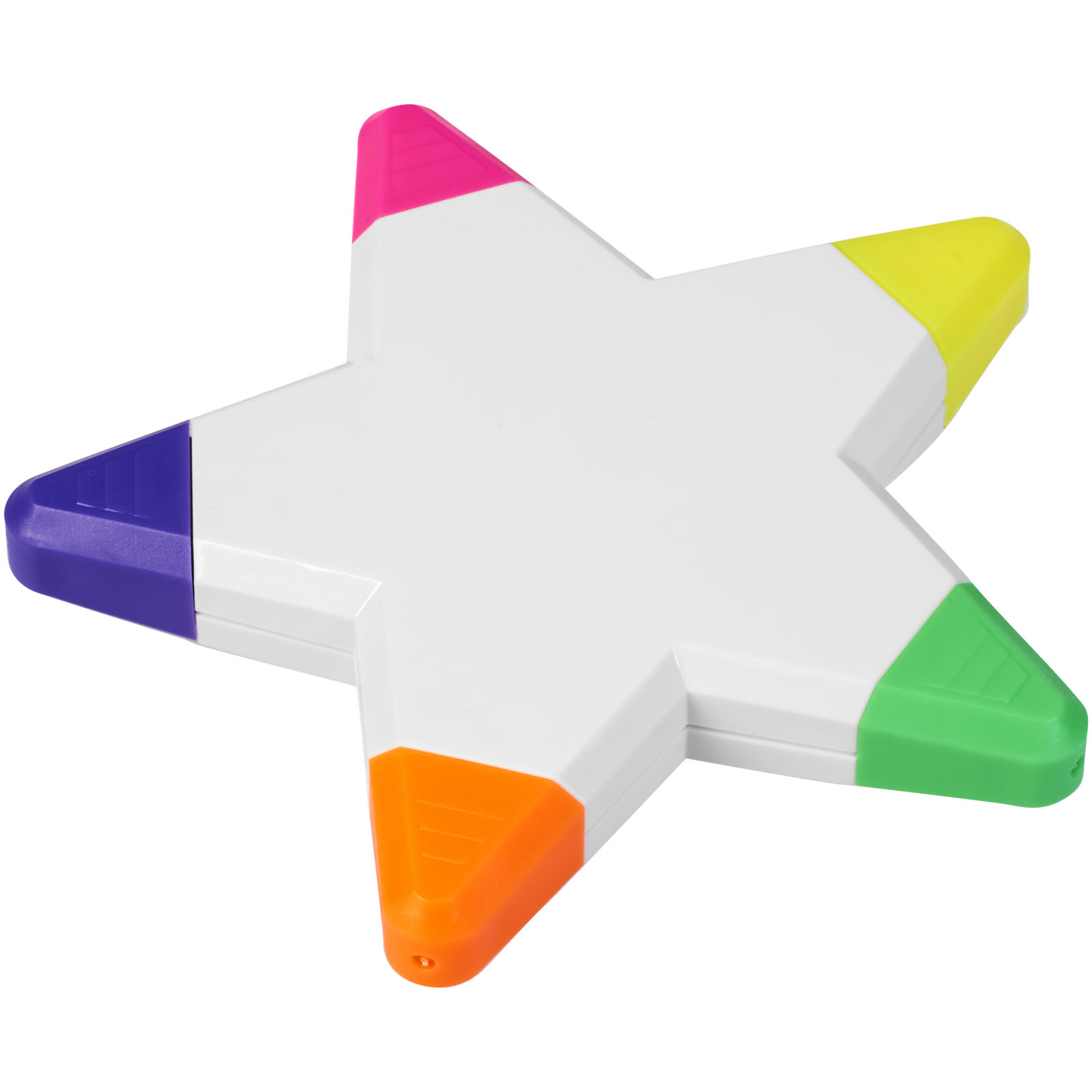Five coloured star-shaped highlighters STELA - white