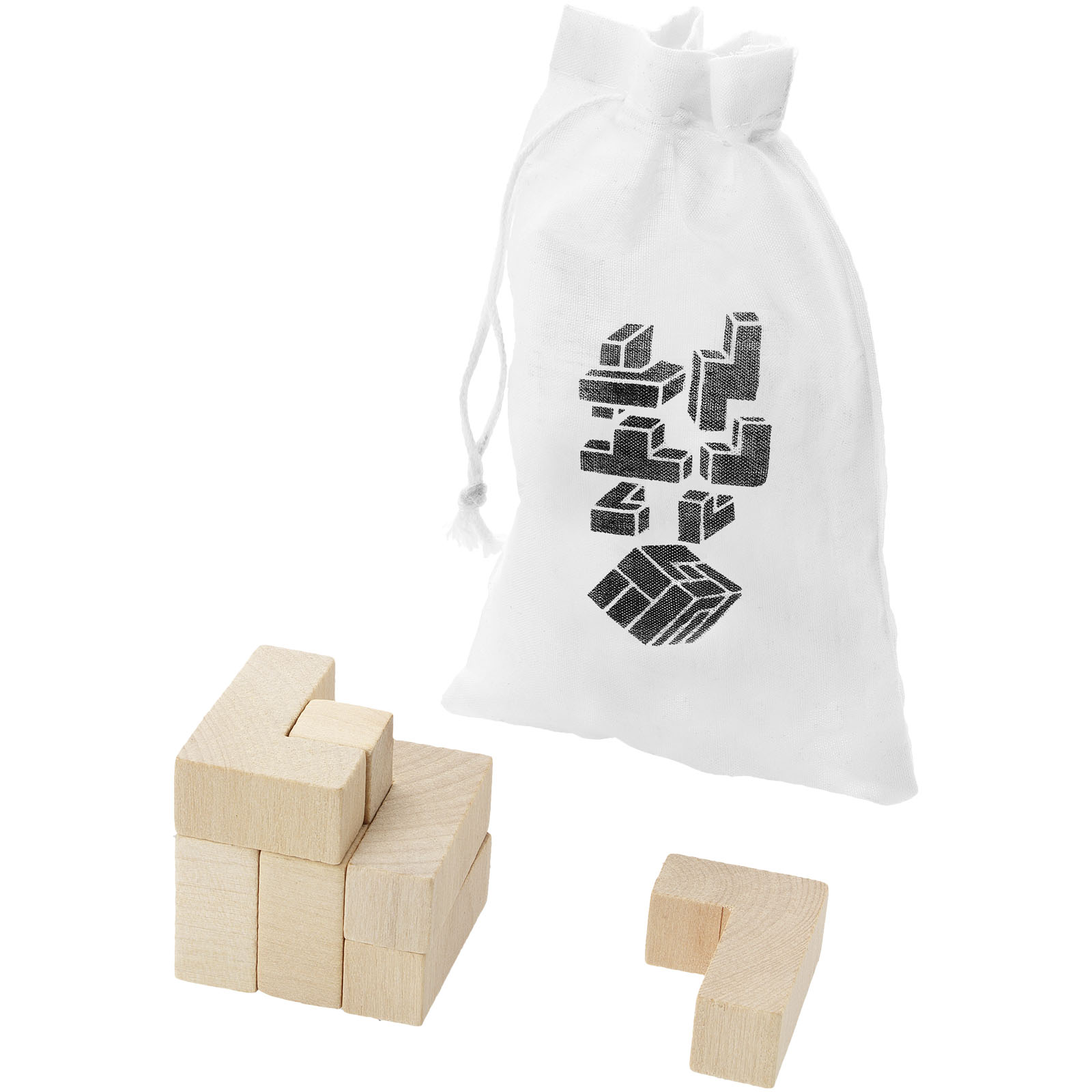 Wooden puzzle SOPHIE in cotton bag - natural
