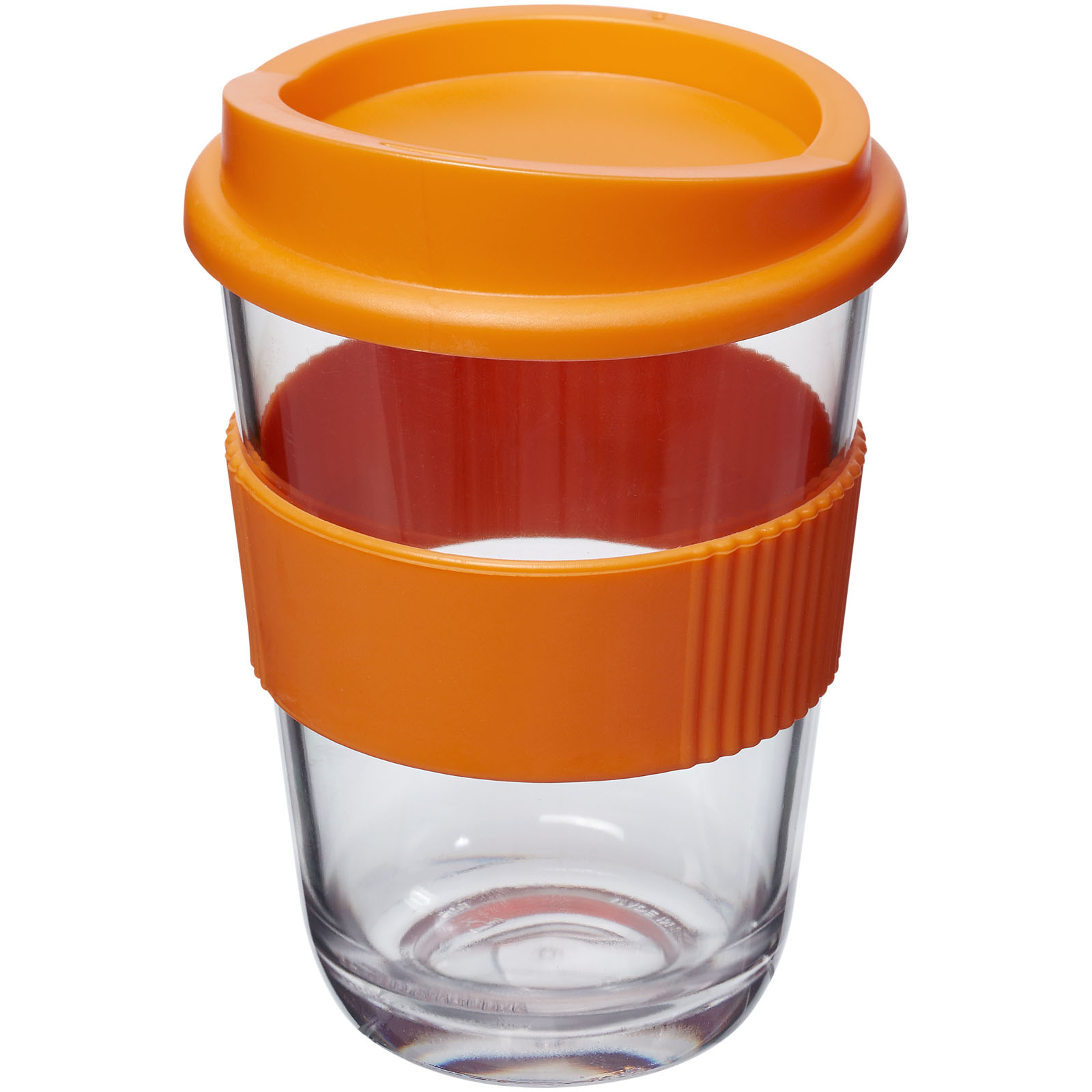Transparent plastic cup WYNNE with silicone band, 300 ml