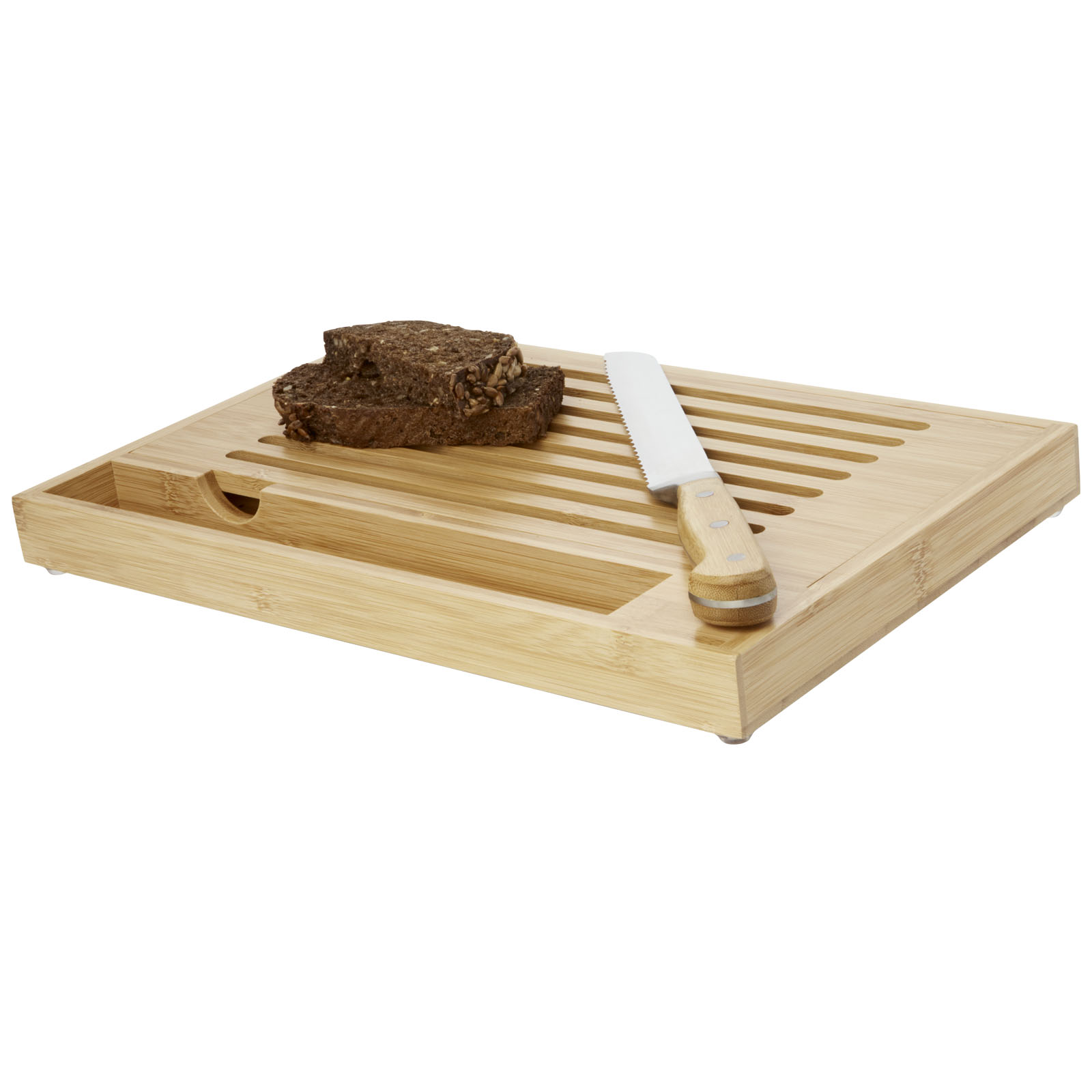 Bamboo cutting board with knife HELLENIC - natural / silver