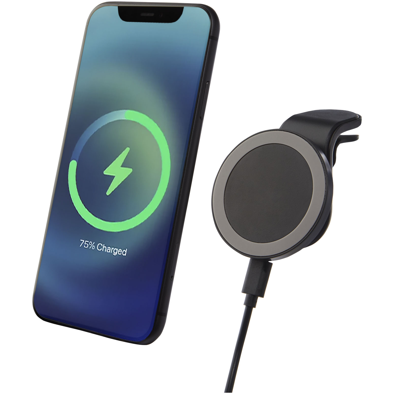 Wireless magnetic car charger BOSAGE, 10 W - solid black