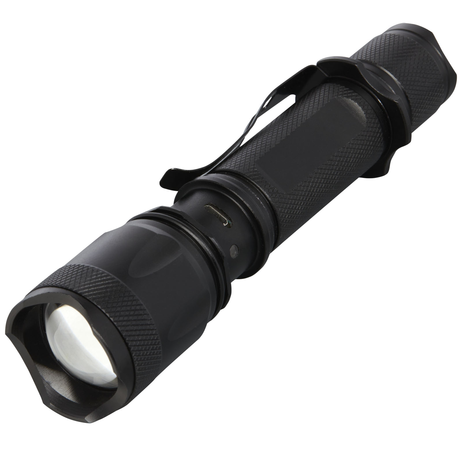 Metal rechargeable flashlight HOMES, 5 W - solid black