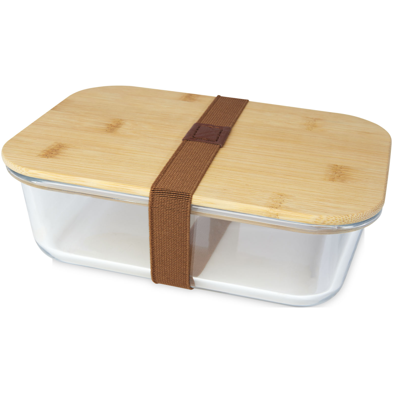 Glass lunch box LEEK with bamboo lid, 1 l - natural / transparent clear