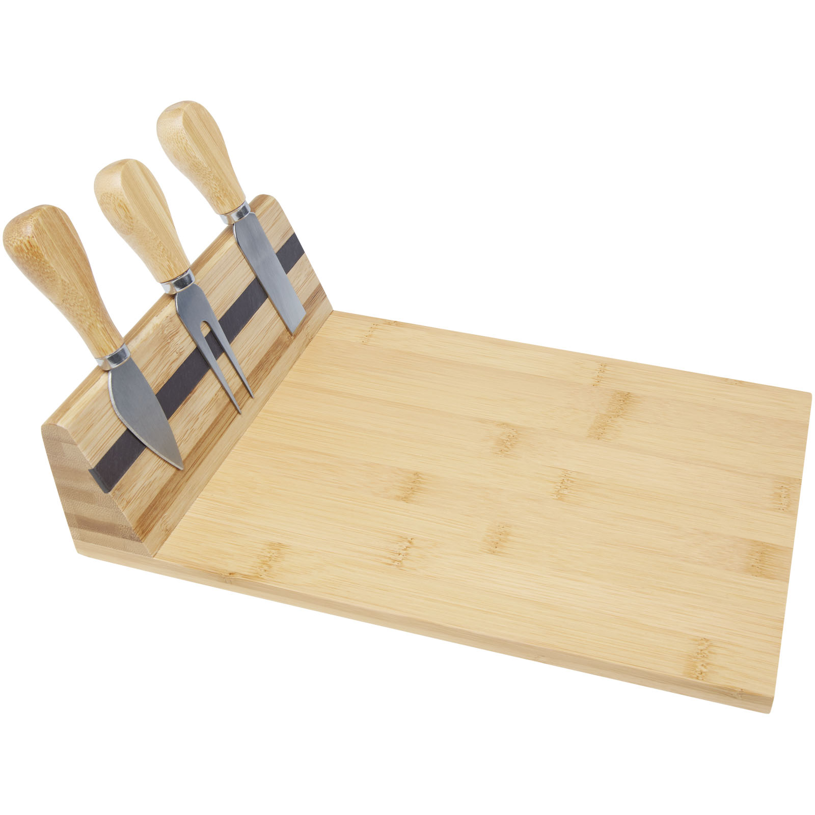 Bamboo cheese board QUANGO with magnet for attaching tools - natural