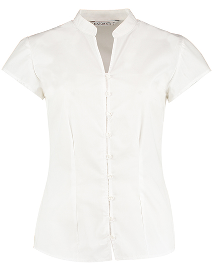 Košile s krátkým rukávem Kustom Kit Tailored Fit Mandarin Collar Poplin Blouse Cap Sleeve