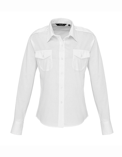 Dámská košile s dlouhým rukávem Premier Workwear Women´s Long Sleeve Pilot Shirt White