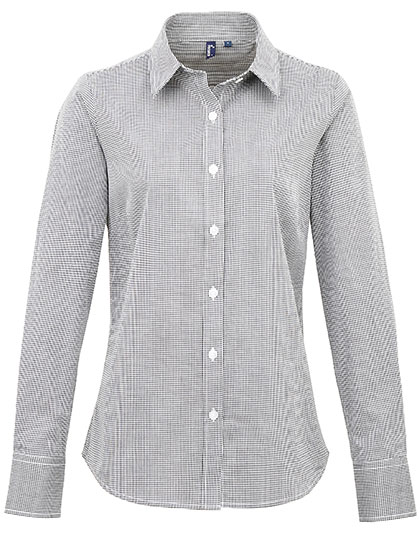 Women's Long Sleeve Shirt Premier Workwear Women´s Microcheck (Gingham) Long Sleeve Cotton Shirt