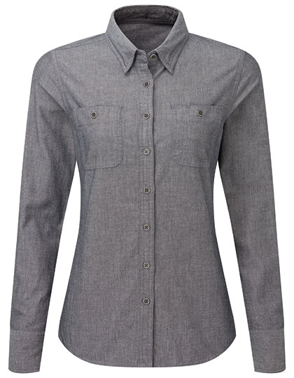 Dámská košile s dlouhým rukávem Premier Workwear Women´s Organic Chambray Fairtrade Long Sleeve Shirt