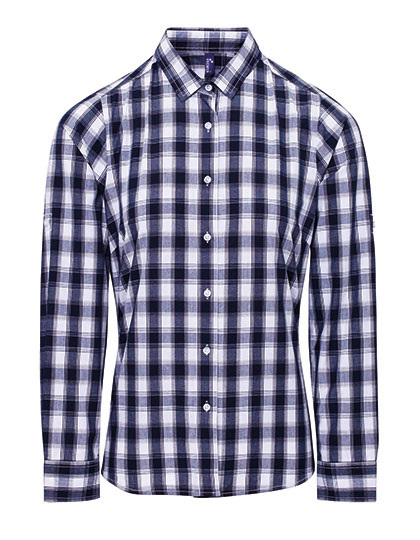 Dámská košile s dlouhým rukávem Premier Workwear Women´s Mulligan Check Cotton Long Sleeve Shirt