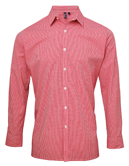 Pánská košile s dlouhým rukávem Premier Workwear Men´s Microcheck (Gingham) Long Sleeve Cotton Shirt