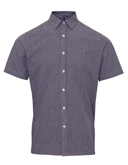 Pánská košile s krátkým rukávem Premier Workwear Men´s Microcheck (Gingham) Short Sleeve Cotton Shirt