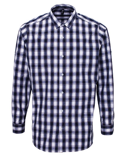 Pánská košile s dlouhým rukávem Premier Workwear Men´s Mulligan Check Cotton Long Sleeve Shirt