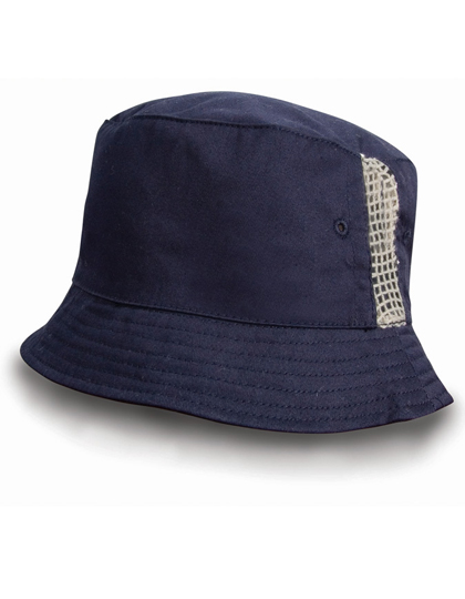 Fedora Result Headwear Deluxe Washed Cotton Bucket Hat With Side Mesh Panels