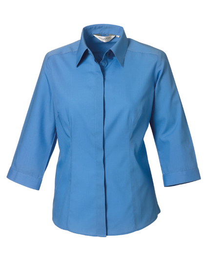 Women's Russell 3/4 Sleeve Fitted Polycotton Poplin Shirt