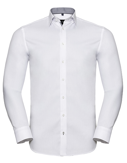 Pánská košile Russell Long Sleeve Tailored Contrast Herringbone Shirt