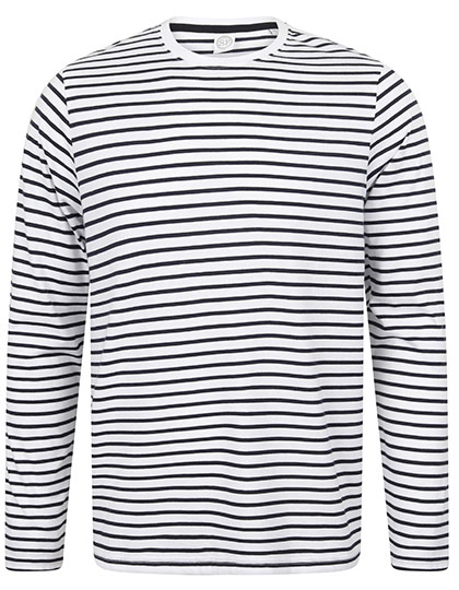 Men's Long Sleeve T-Shirt SF Men Unisex Long Sleeved Striped T White, Oxford Navy