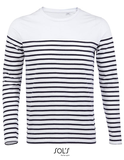 Pánské tričko Sol´s LS Striped Matelot