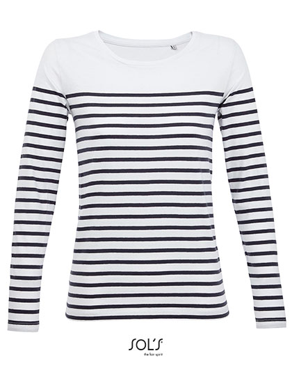 Women's T-shirt Sol´s LS Striped Matelot