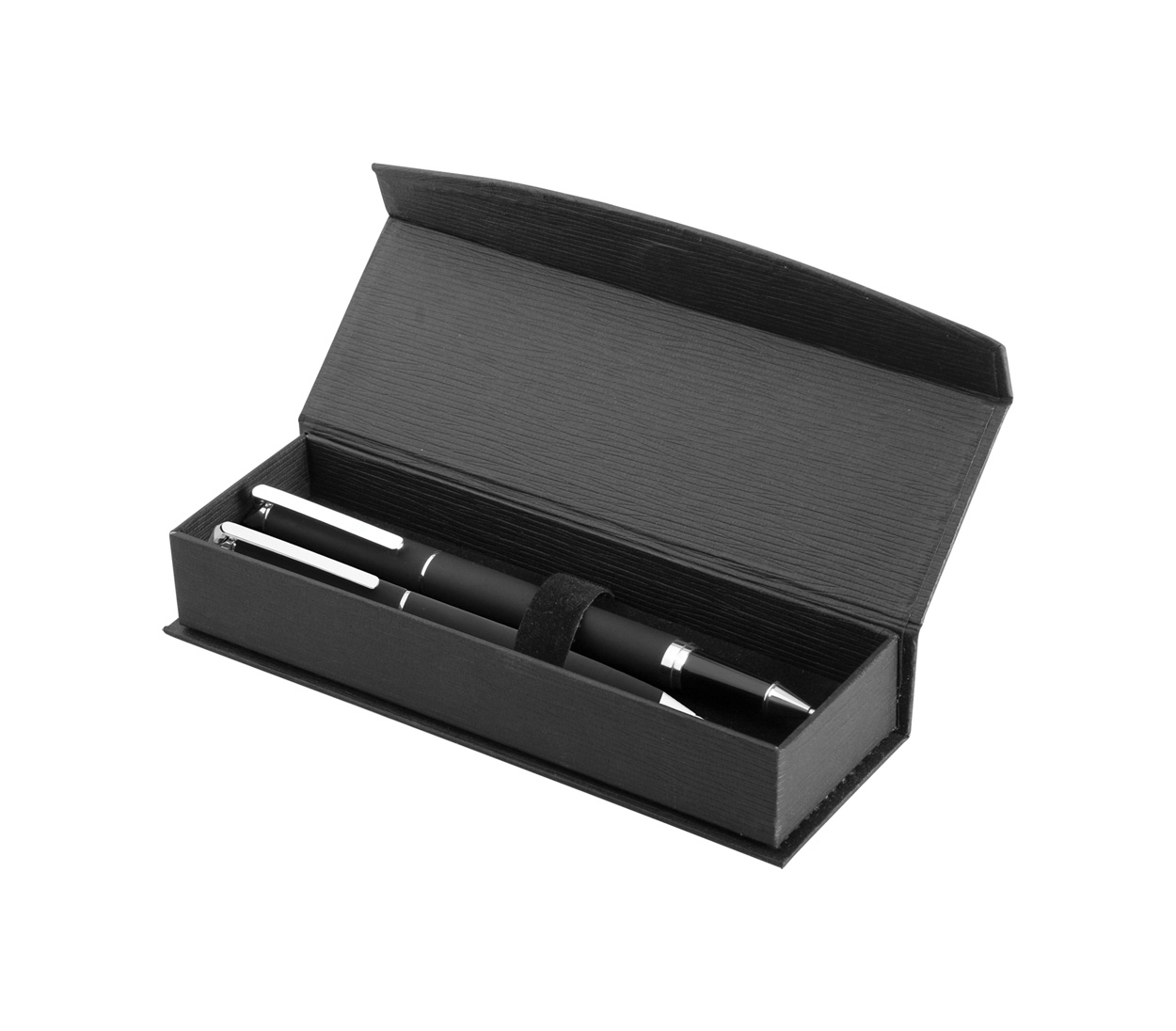 Metal pen and rollerball pen set GRACE in gift box - black
