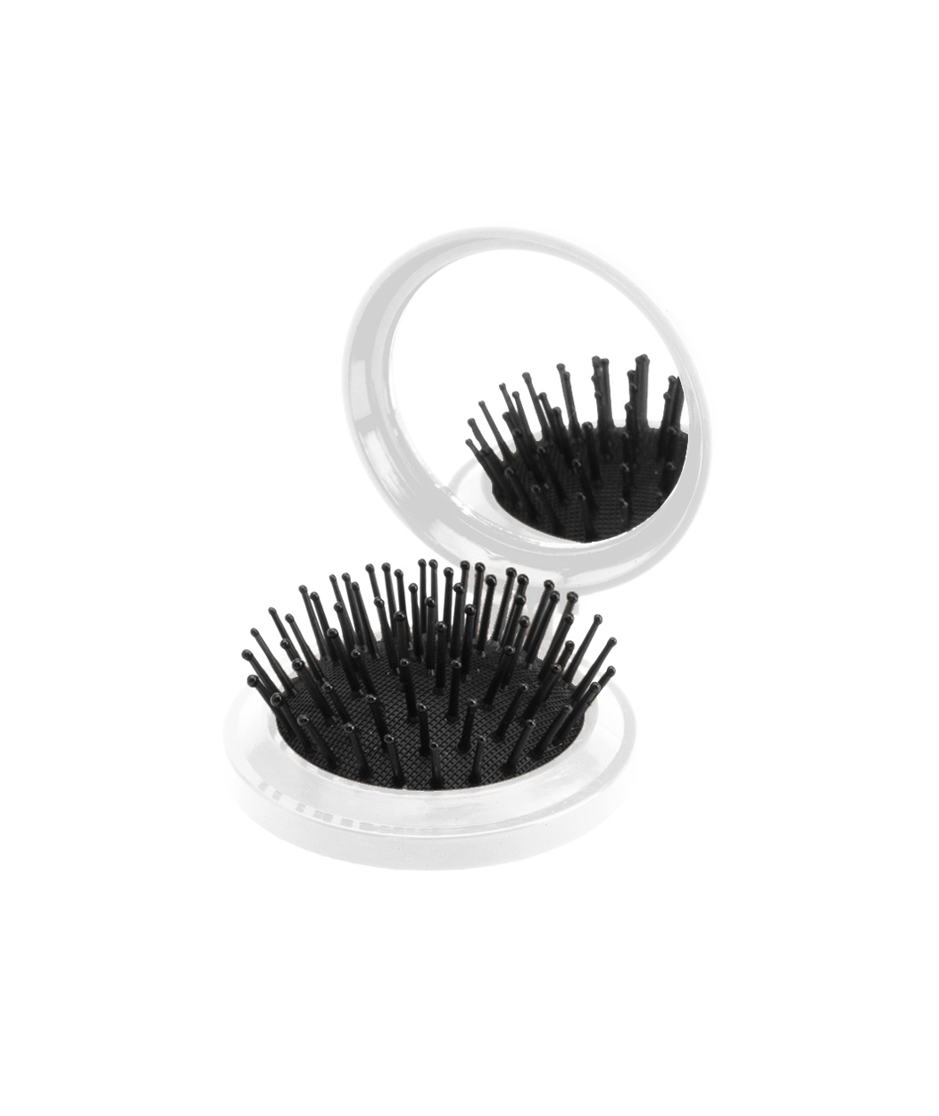 Plastic foldable hairbrush GLANCE with mirror